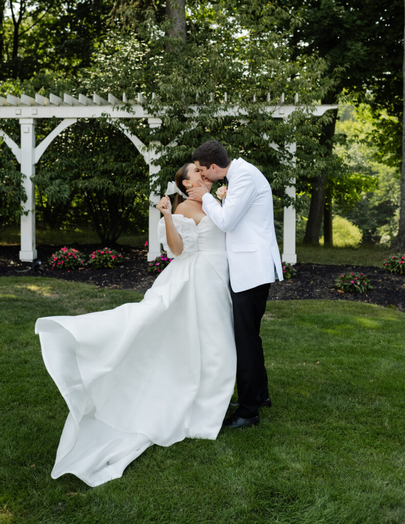 fun summery bride and groom portrait