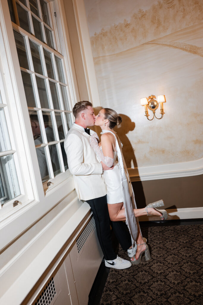 Groom’s “Brush Stroke” Air Jordan 1 Lows for his second look at Knox Farm reception.