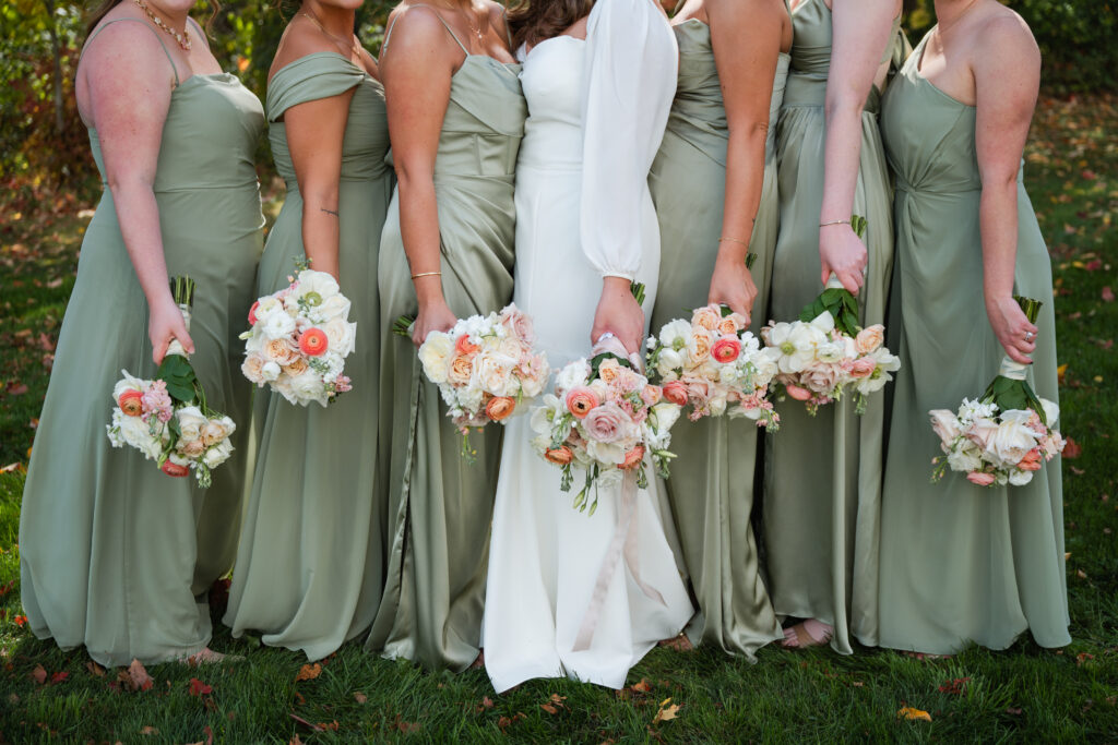 Pistachio bridesmaid dresses at Notting Hill Farm wedding