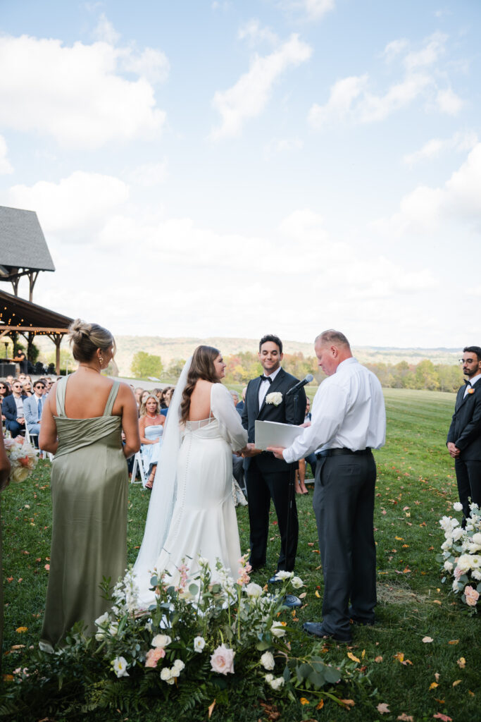 main ceremony lawn location at notting hill farm overlooking rolling hills