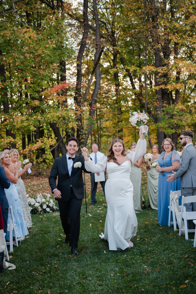 Notting Hill Farm wedding ceremony recessional on lawn
