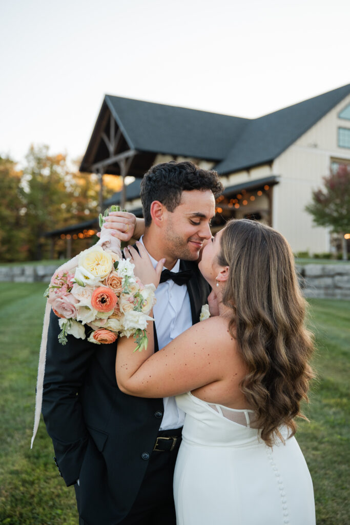 Bride and groom sunset photos at Notting Hill Farm in Western NY
