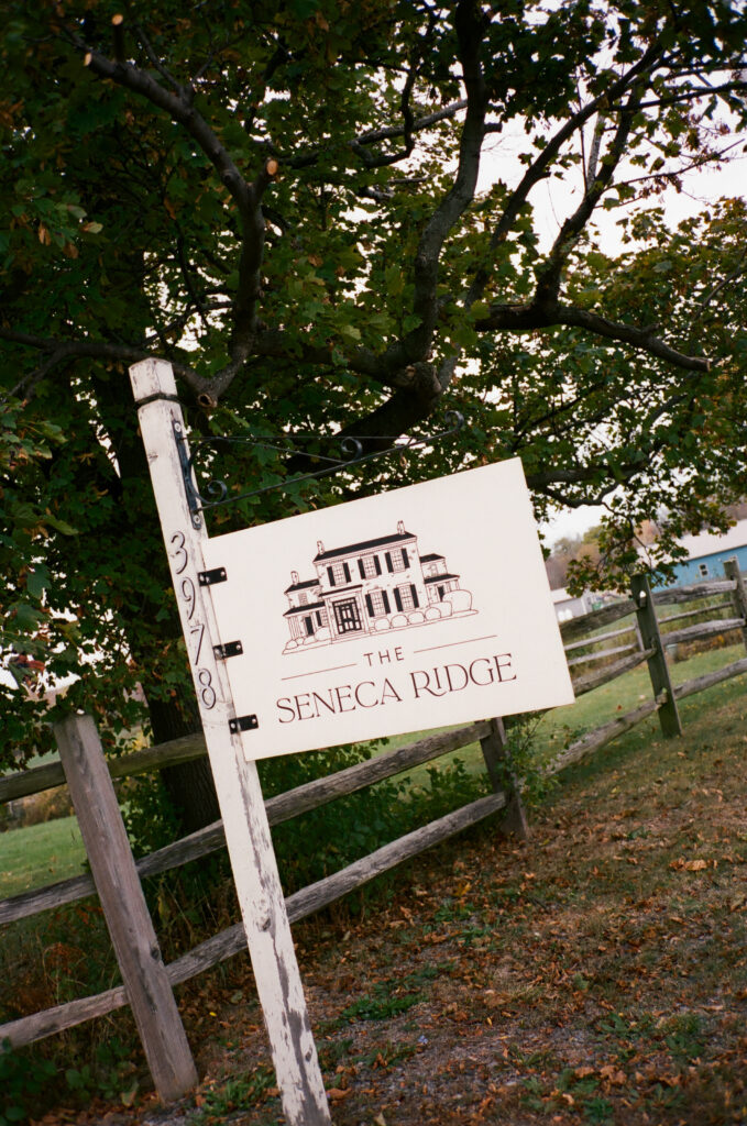 the seneca ridge wedding venue sign