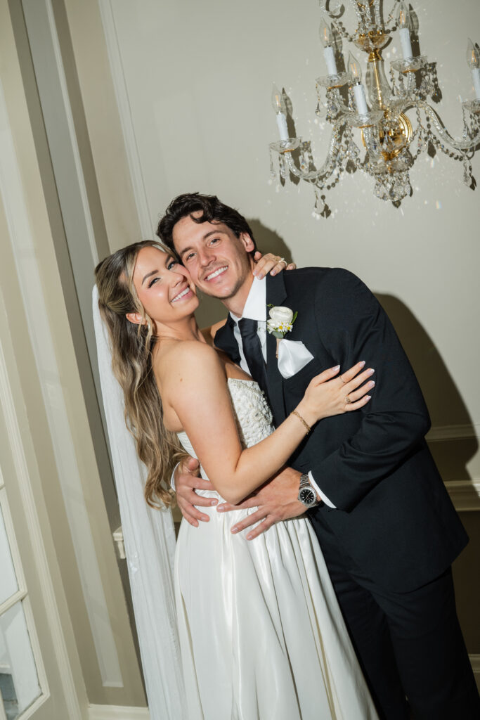 timeless wedding portrait of bride and groom