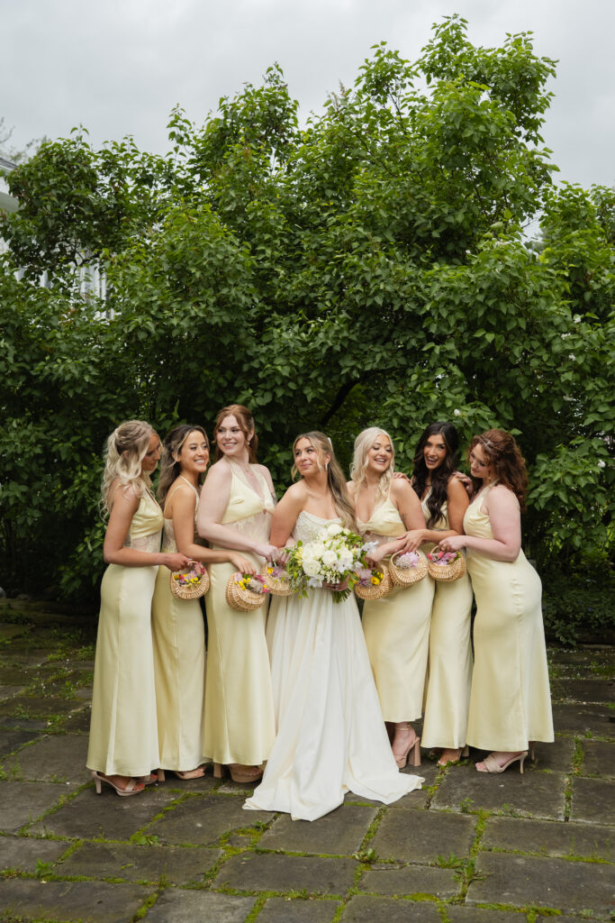 butter yellow bridesmaids dresses