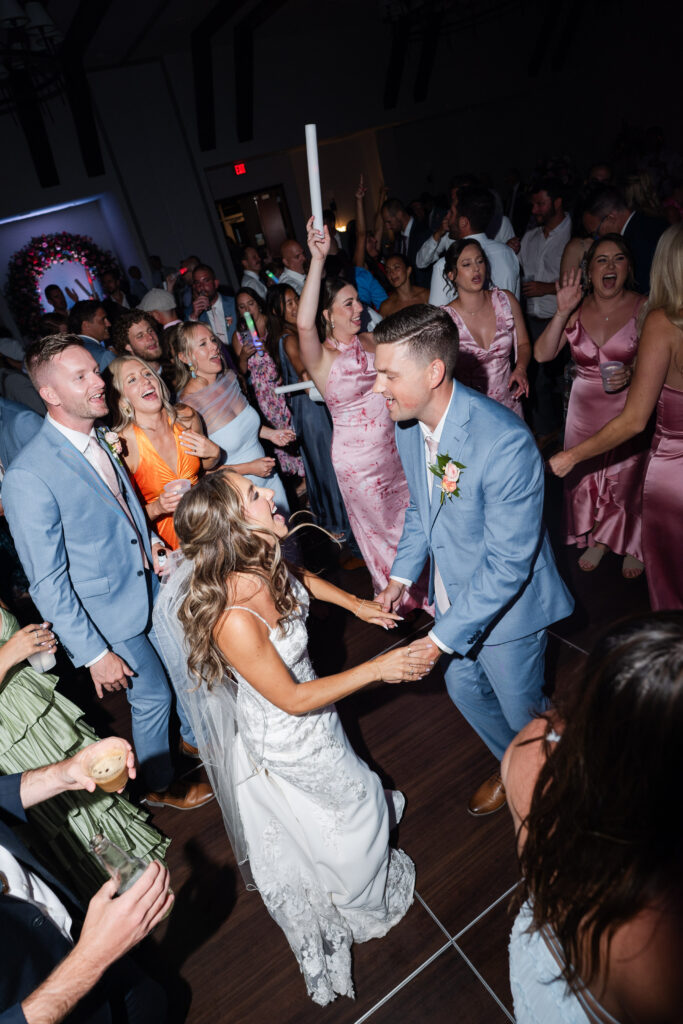 bride and groom enjoying their wedding night dance floor