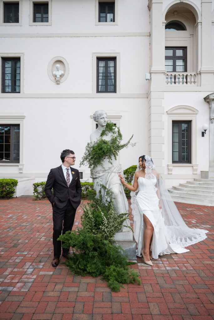 Romantic wedding portraits overlooking Seneca Lake